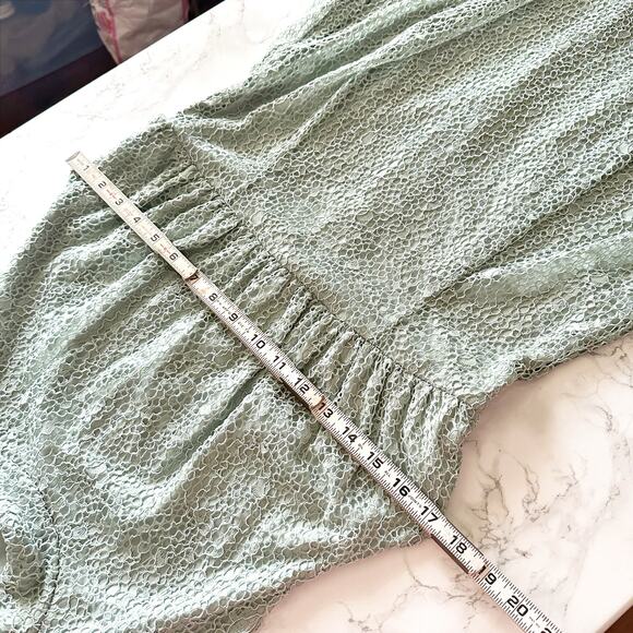 Calvin Klein Mock Neck Sleeveless Lace A-Line‎ Dress women's size 8 sage green - Picture 11 of 12